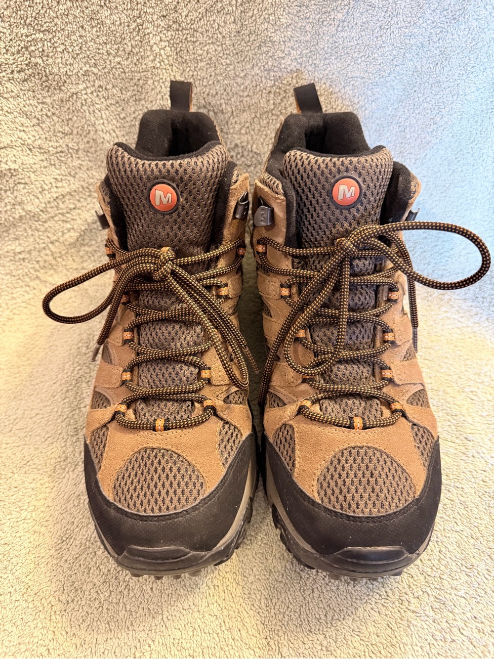 Merrell Brown and Black Hiking Boots with Orange Logo